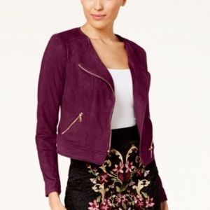 NWT Zippered moto jacket cardigan in faux suede